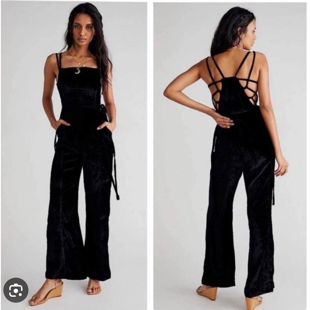 Free People Black Velvet Jumpsuit